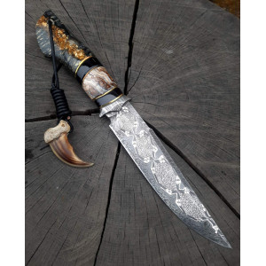 КЛОНДАЙК (шукач скарбів) ніж ручної роботи майстра студії ножів Павла Гончаренка, замовити купити в Україні (Мозаїчний дамаск). Photo 3